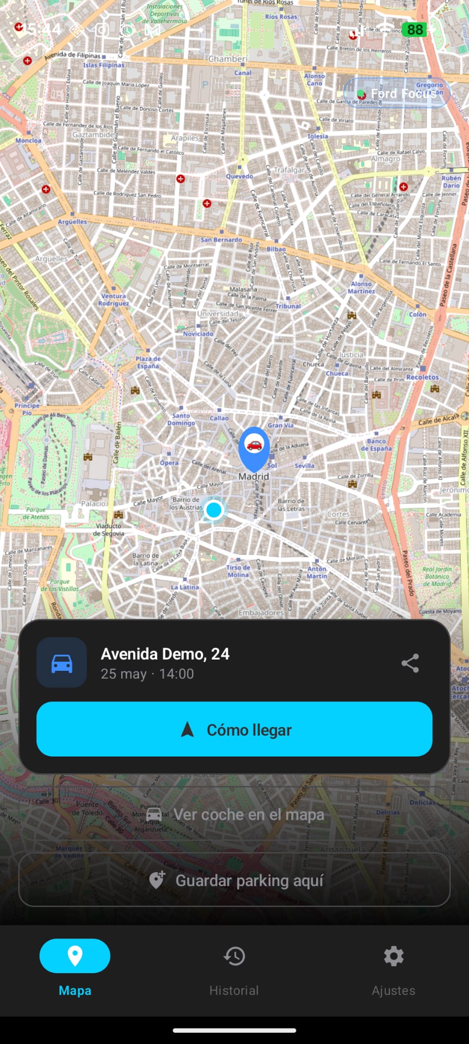 Pantalla de mapa de ByParker